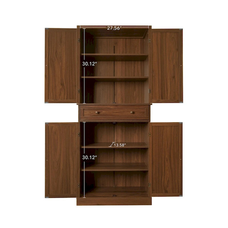 Credenza contenitore in rattan con 4 ante e 1 cassetto, moderna e indipendente