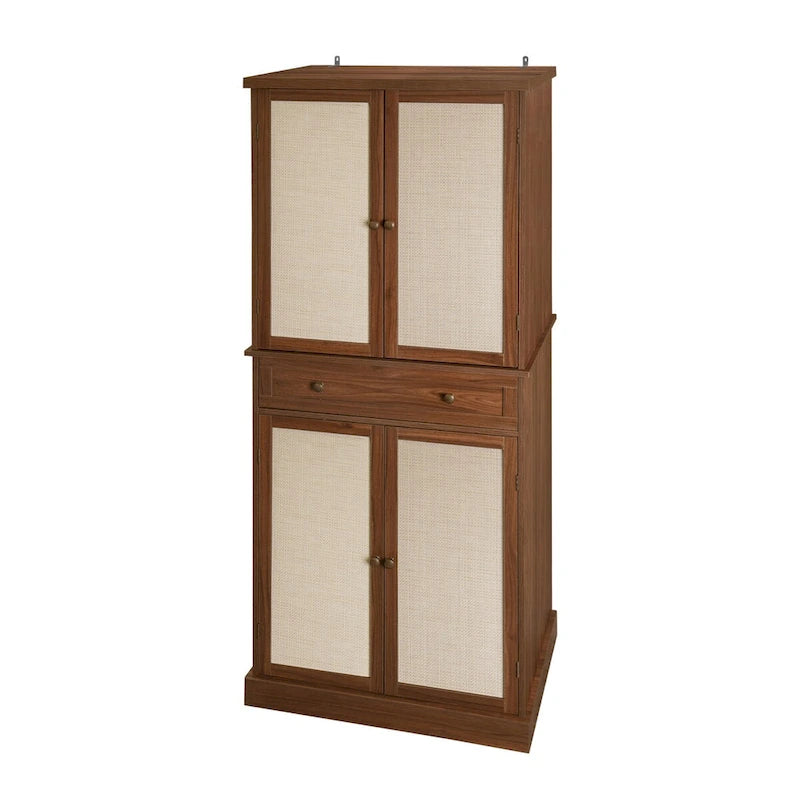 Credenza contenitore in rattan con 4 ante e 1 cassetto, moderna e indipendente