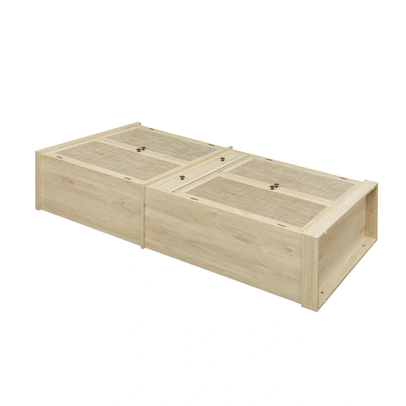 Credenza contenitore in rattan con 4 ante e 1 cassetto, moderna e indipendente