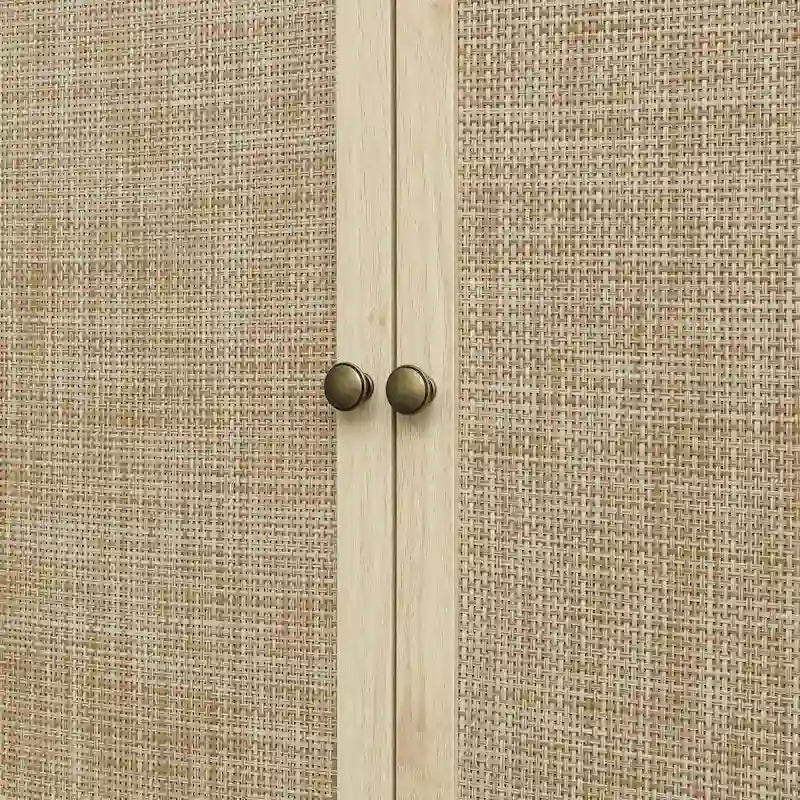 Credenza contenitore in rattan con 4 ante e 1 cassetto, moderna e indipendente