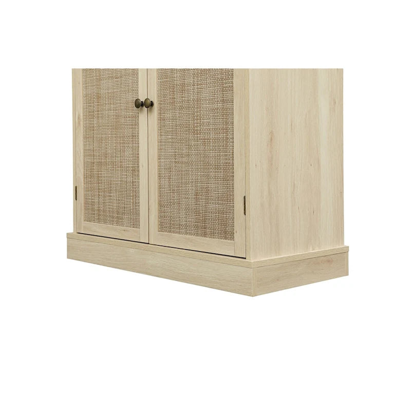 Credenza contenitore in rattan con 4 ante e 1 cassetto, moderna e indipendente