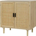 Buffet avec portes en rotin, meuble de rangement de cuisine, 15.8D x 31.5W x 34.6H