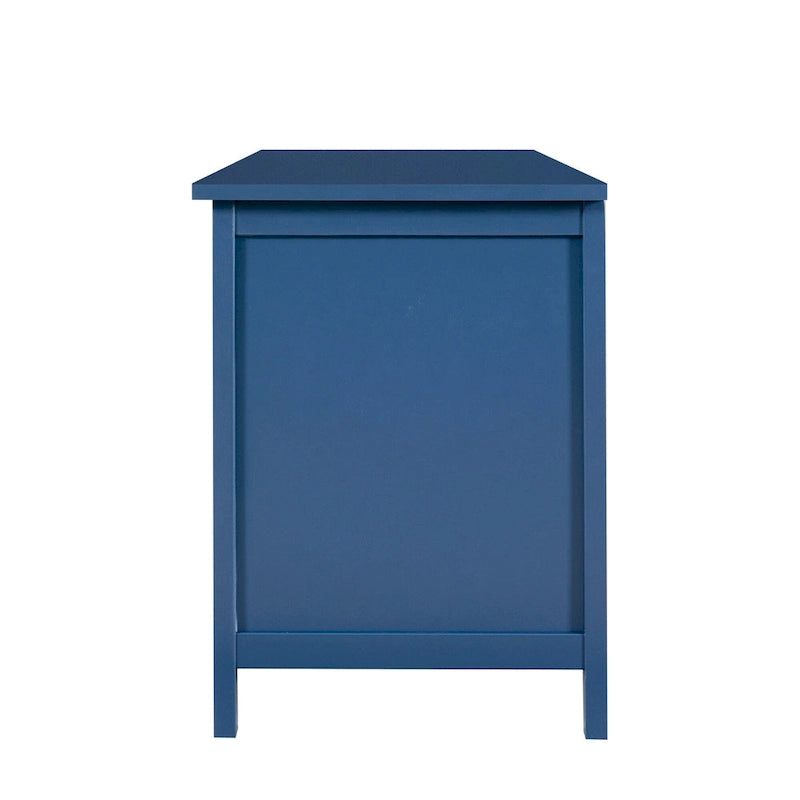 Meuble TV rétro blanc de 71 pouces avec portes en verre multicolore et structure en pin