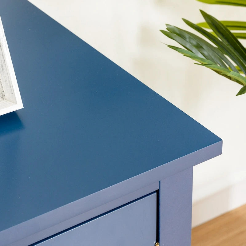 Meuble TV rétro blanc de 71 pouces avec portes en verre multicolore et structure en pin