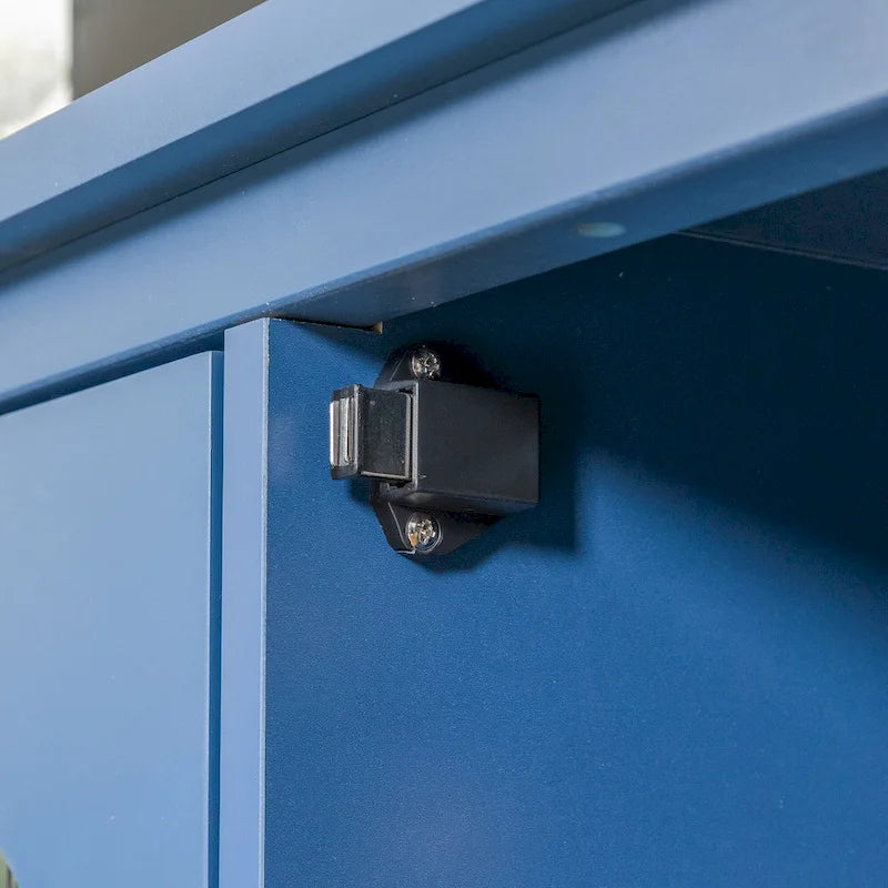 Meuble TV rétro blanc de 71 pouces avec portes en verre multicolore et structure en pin