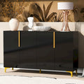 Glossy Light Luxury Accent Storage Cabinet with Adjustable Shelf