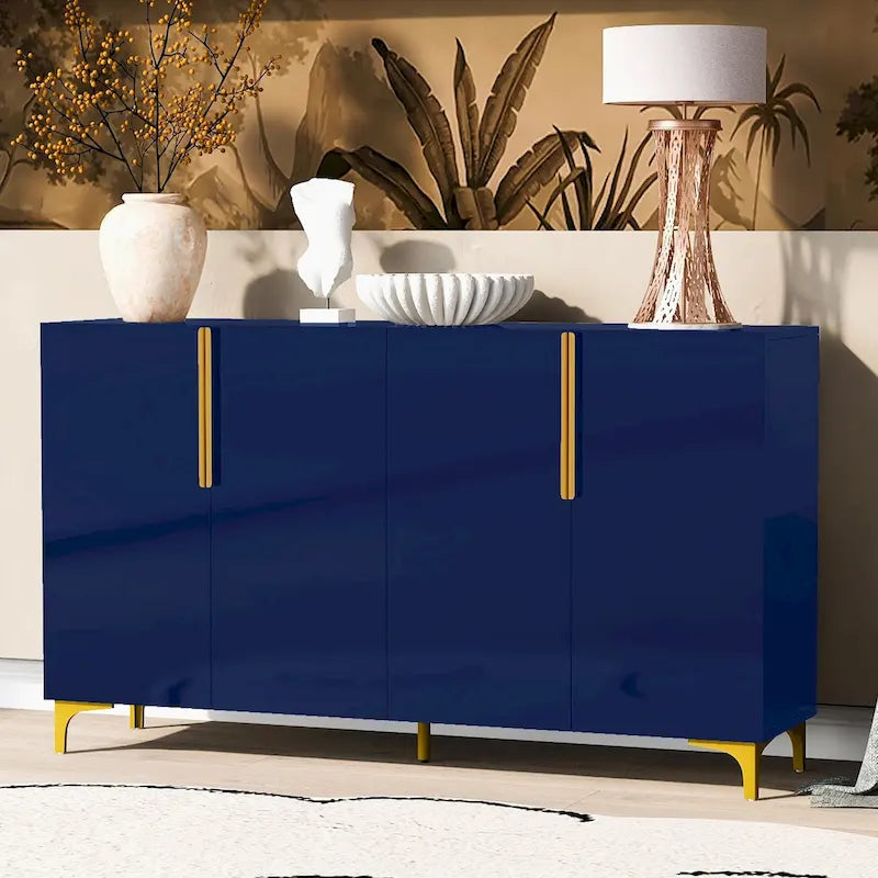 Glossy Light Luxury Accent Storage Cabinet with Adjustable Shelf