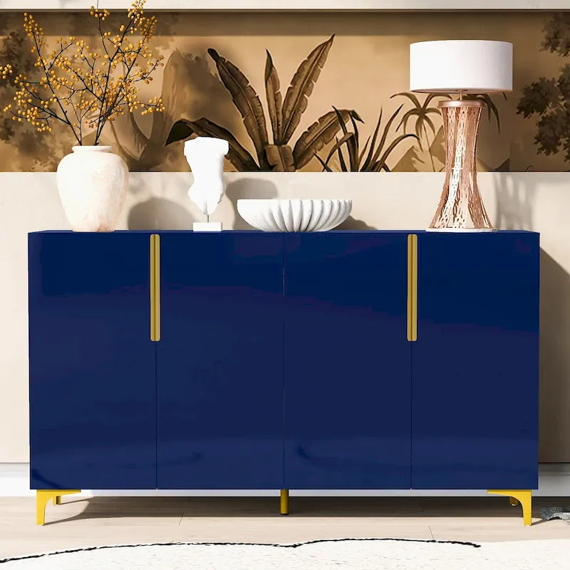 Glossy Light Luxury Accent Storage Cabinet with Adjustable Shelf