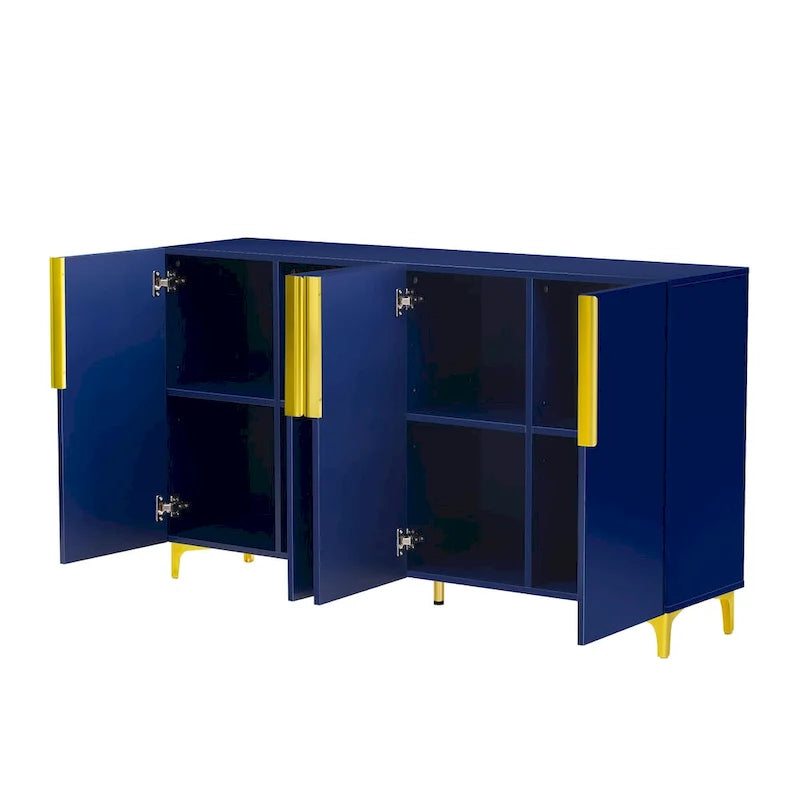 Glossy Light Luxury Accent Storage Cabinet with Adjustable Shelf
