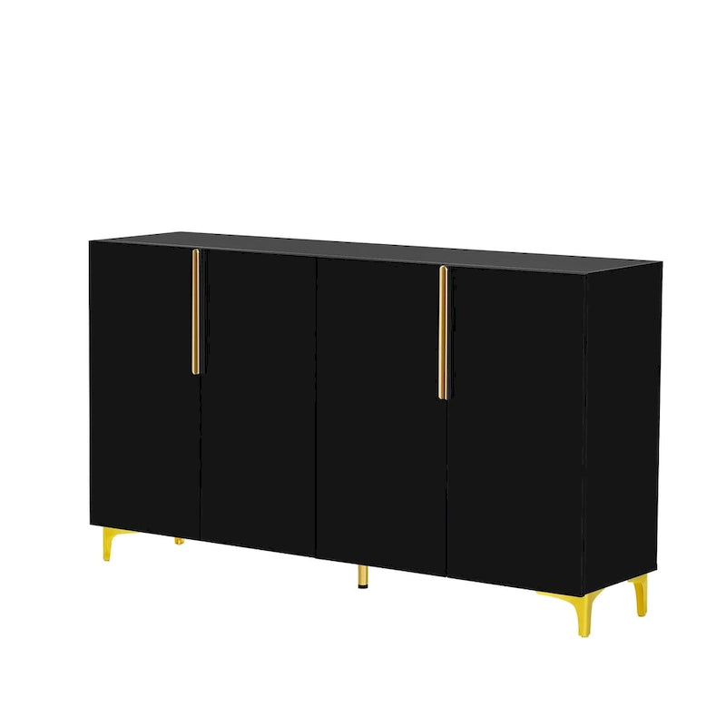 Glossy Light Luxury Accent Storage Cabinet with Adjustable Shelf