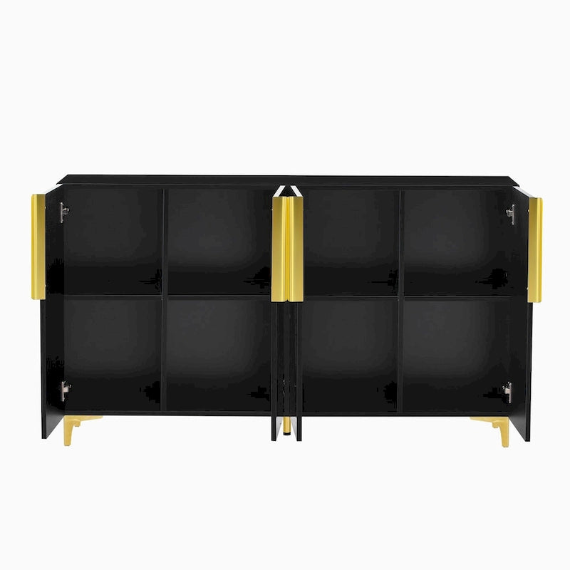 Glossy Light Luxury Accent Storage Cabinet with Adjustable Shelf