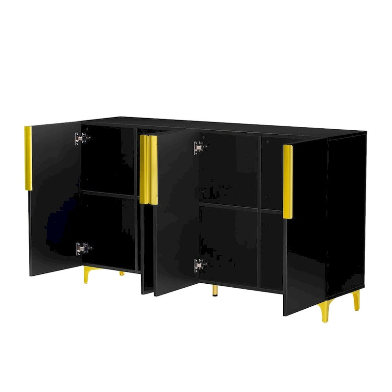 Glossy Light Luxury Accent Storage Cabinet with Adjustable Shelf