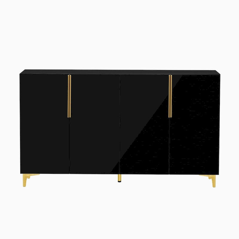 Glossy Light Luxury Accent Storage Cabinet with Adjustable Shelf