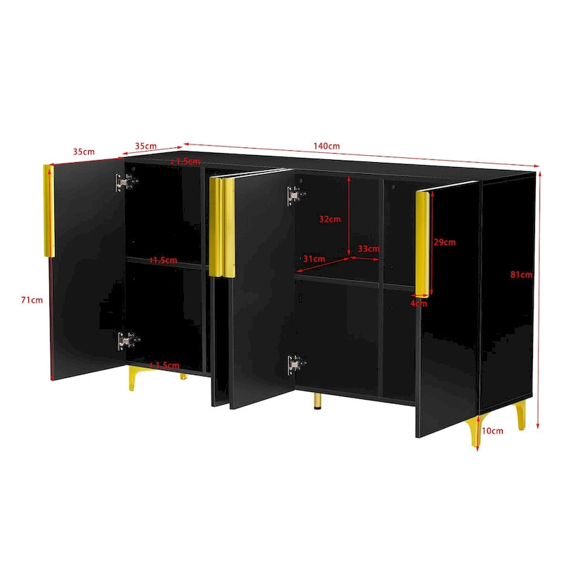 Glossy Light Luxury Accent Storage Cabinet with Adjustable Shelf