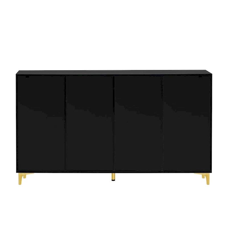 Glossy Light Luxury Accent Storage Cabinet with Adjustable Shelf