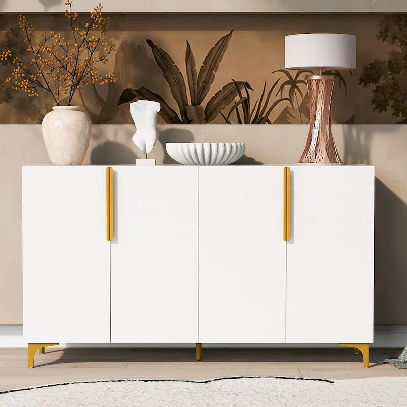 Glossy Light Luxury Accent Storage Cabinet with Adjustable Shelf