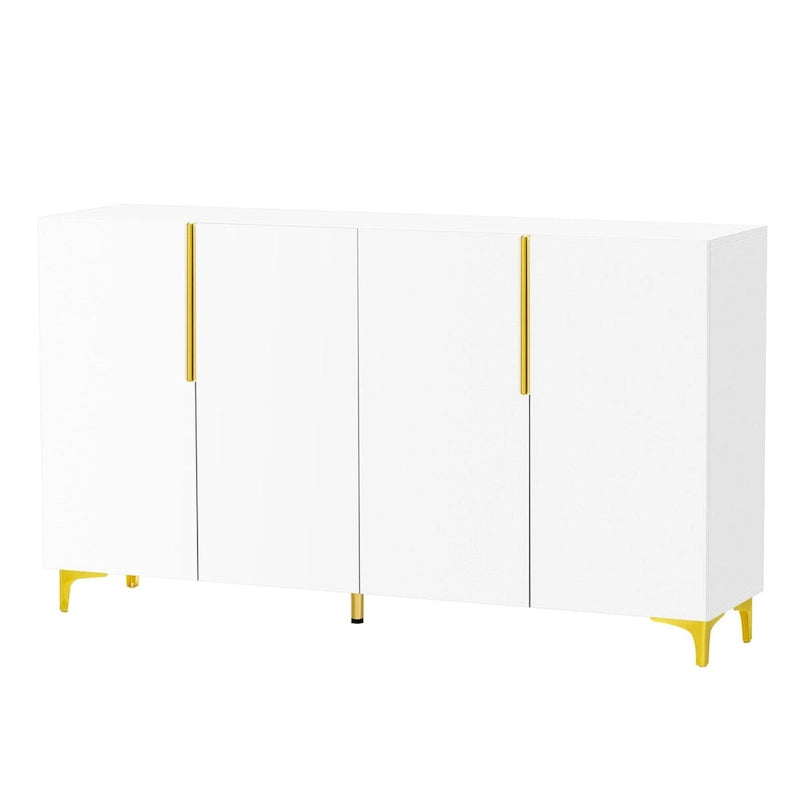 Glossy Light Luxury Accent Storage Cabinet with Adjustable Shelf