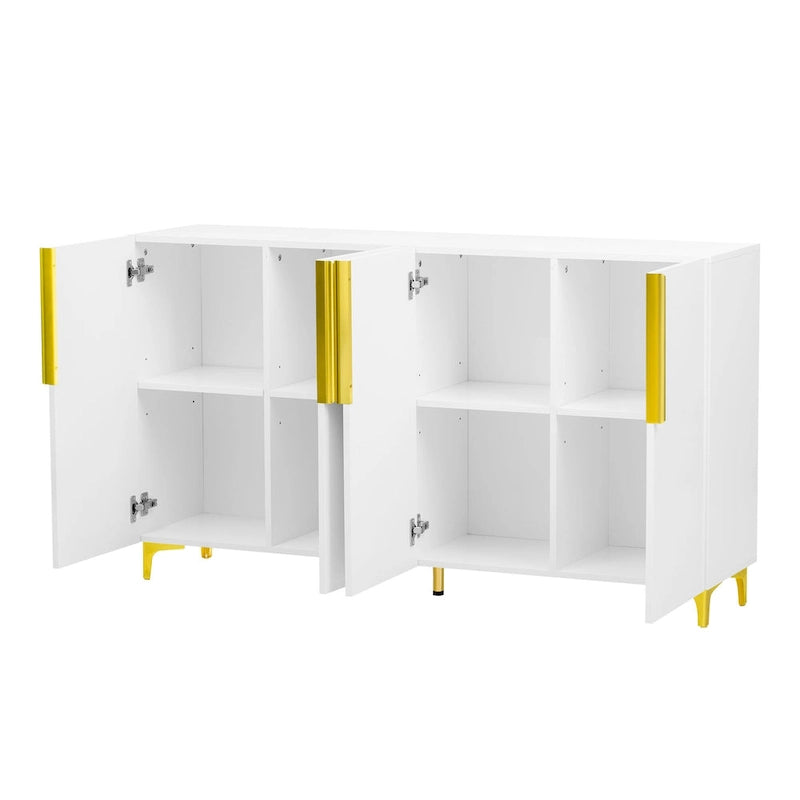 Glossy Light Luxury Accent Storage Cabinet with Adjustable Shelf