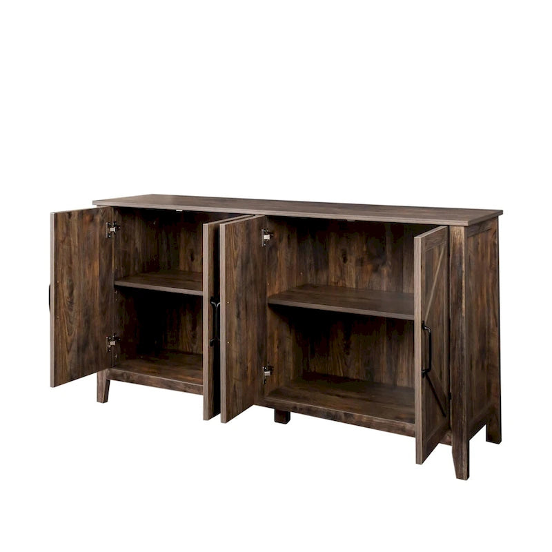 Freestanding Sideboard Cabinet with 4 Doors and 4 Open Shelves