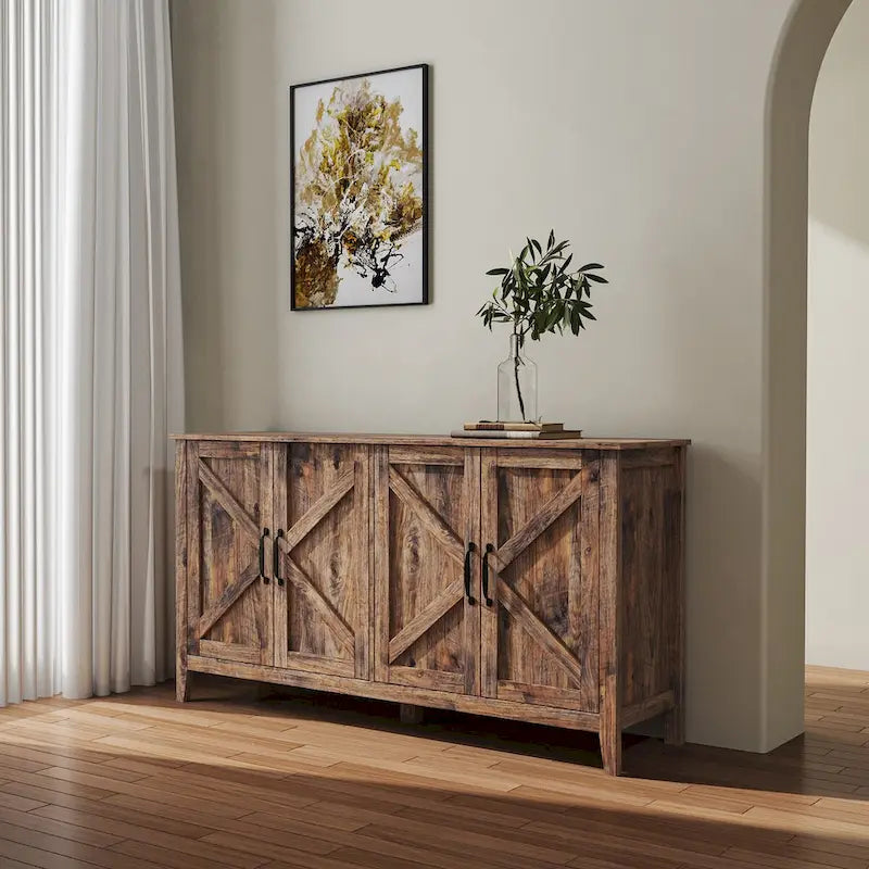 Credenza indipendente con 4 ante e 4 ripiani aperti