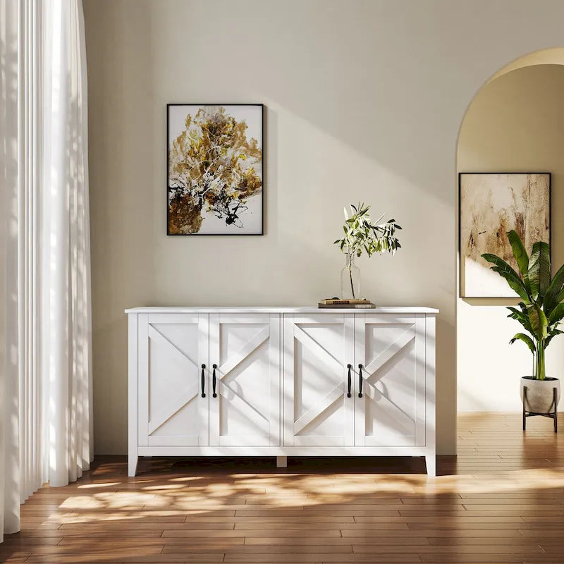 Credenza indipendente con 4 ante e 4 ripiani aperti