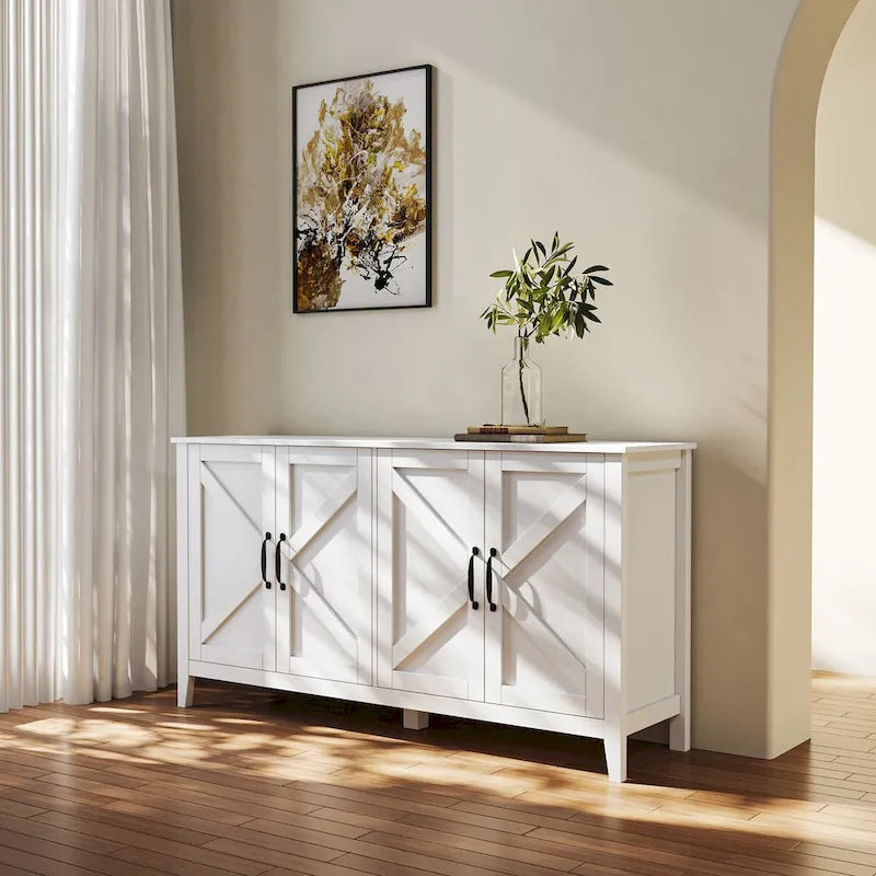 Credenza indipendente con 4 ante e 4 ripiani aperti