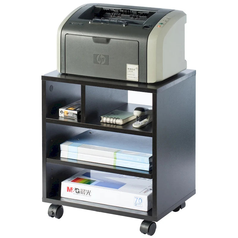 Wooden Office Storage Printer Stand with Wheels