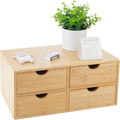 4 Drawer Bamboo Makeup Storage Organizer, Countertop Desk Caddy