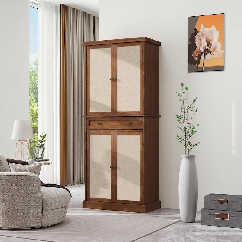 4 Door Storage Cabinet with 1 Drawer and 4 Adjustable Inner Shelves
