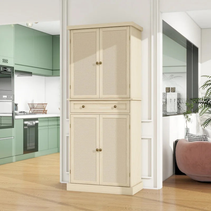 4 Door Storage Cabinet with 1 Drawer and 4 Adjustable Inner Shelves