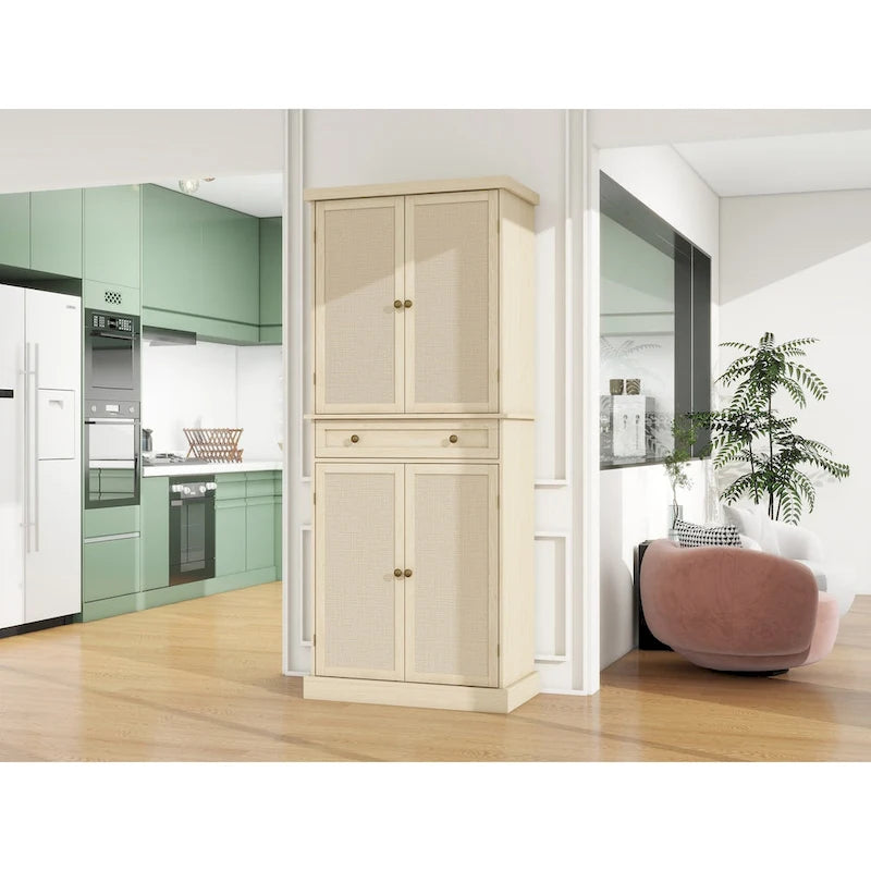 4 Door Storage Cabinet with 1 Drawer and 4 Adjustable Inner Shelves