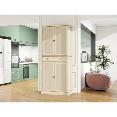4 Door Storage Cabinet with 1 Drawer and 4 Adjustable Inner Shelves