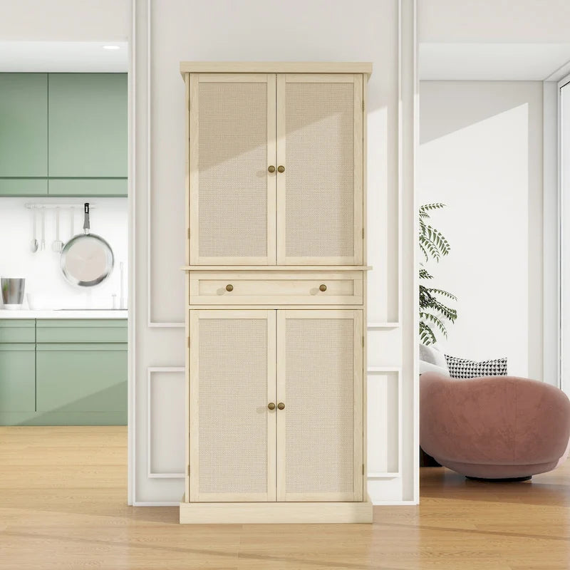 4 Door Storage Cabinet with 1 Drawer and 4 Adjustable Inner Shelves