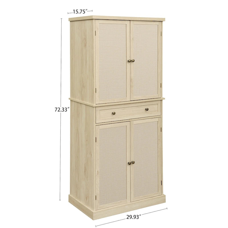 4 Door Storage Cabinet with 1 Drawer and 4 Adjustable Inner Shelves