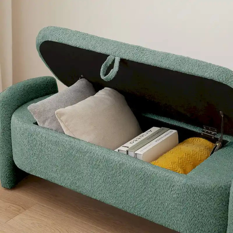 3D Lamb Fleece Fabric Storage Ottoman Bench with Large Storage Space