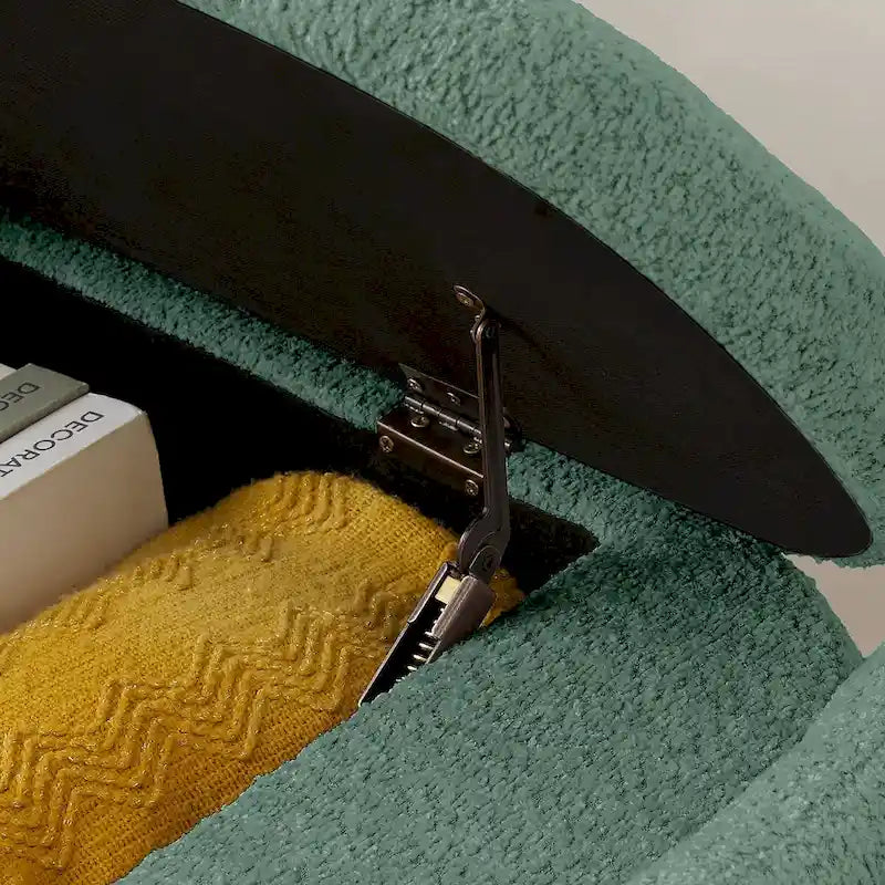3D Lamb Fleece Fabric Storage Ottoman Bench with Large Storage Space