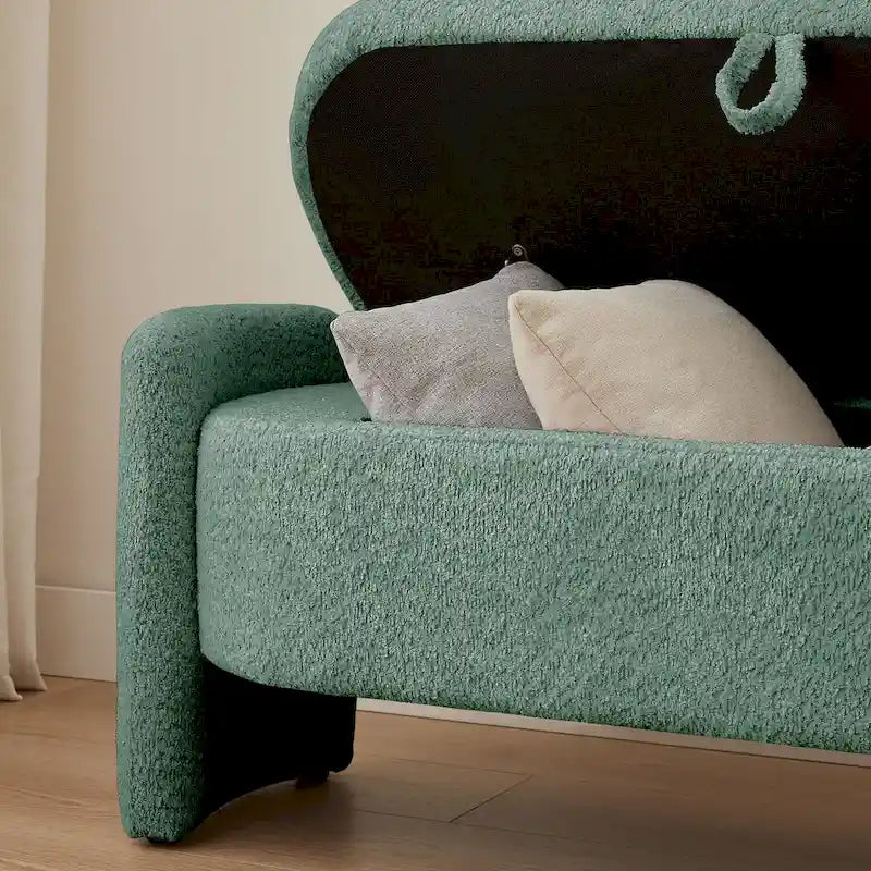 3D Lamb Fleece Fabric Storage Ottoman Bench with Large Storage Space