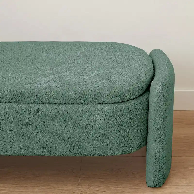 3D Lamb Fleece Fabric Storage Ottoman Bench with Large Storage Space