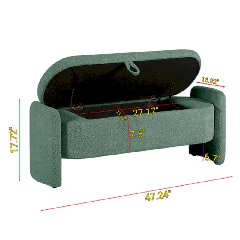 3D Lamb Fleece Fabric Storage Ottoman Bench with Large Storage Space