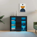 LED Light Kitchen Sideboard Cupboard with Drawer and 1 Door, High Gloss