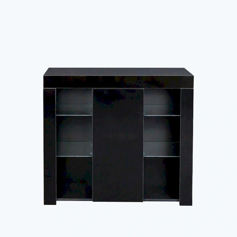 LED Light Kitchen Sideboard Cupboard with Drawer and 1 Door, High Gloss