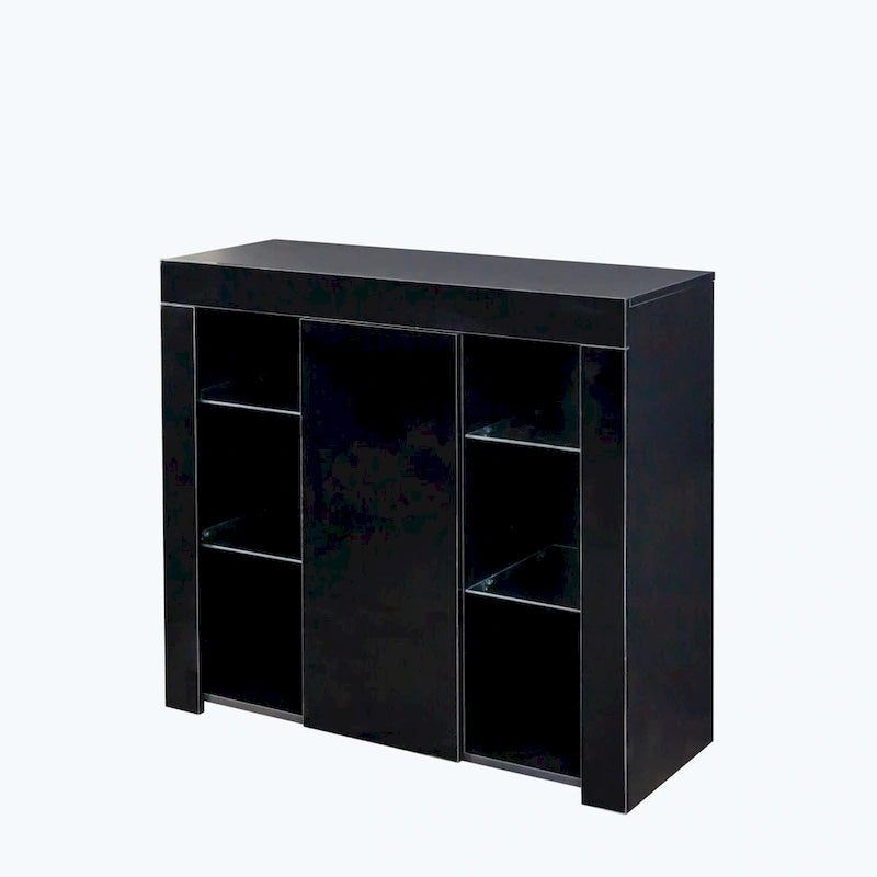 LED Light Kitchen Sideboard Cupboard with Drawer and 1 Door, High Gloss