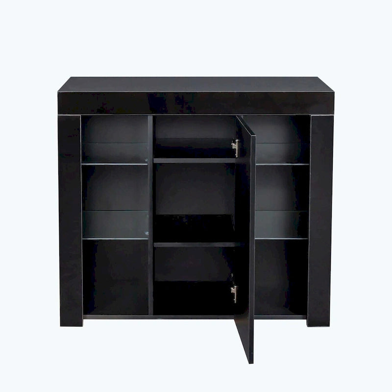 LED Light Kitchen Sideboard Cupboard with Drawer and 1 Door, High Gloss