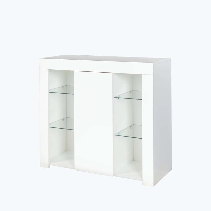 LED Light Kitchen Sideboard Cupboard with Drawer and 1 Door, High Gloss