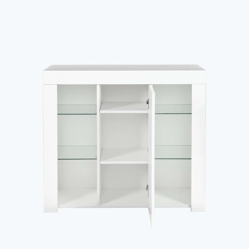 LED Light Kitchen Sideboard Cupboard with Drawer and 1 Door, High Gloss