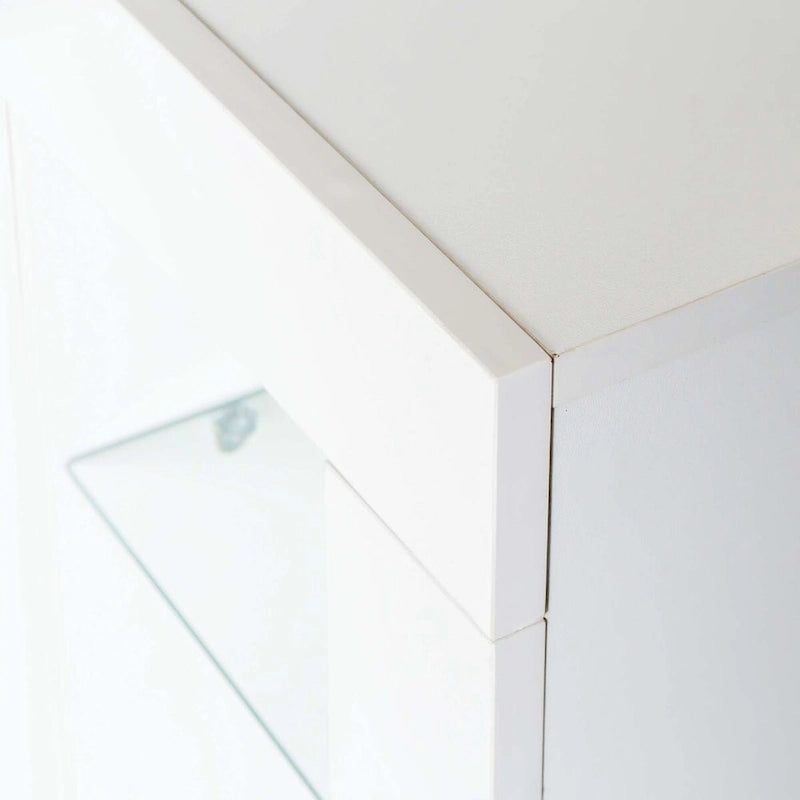 LED Light Kitchen Sideboard Cupboard with Drawer and 1 Door, High Gloss
