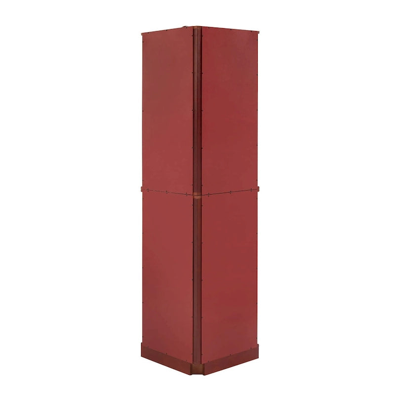 Eckvitrine mit 6 Fächern und Beleuchtung, Kirschholz