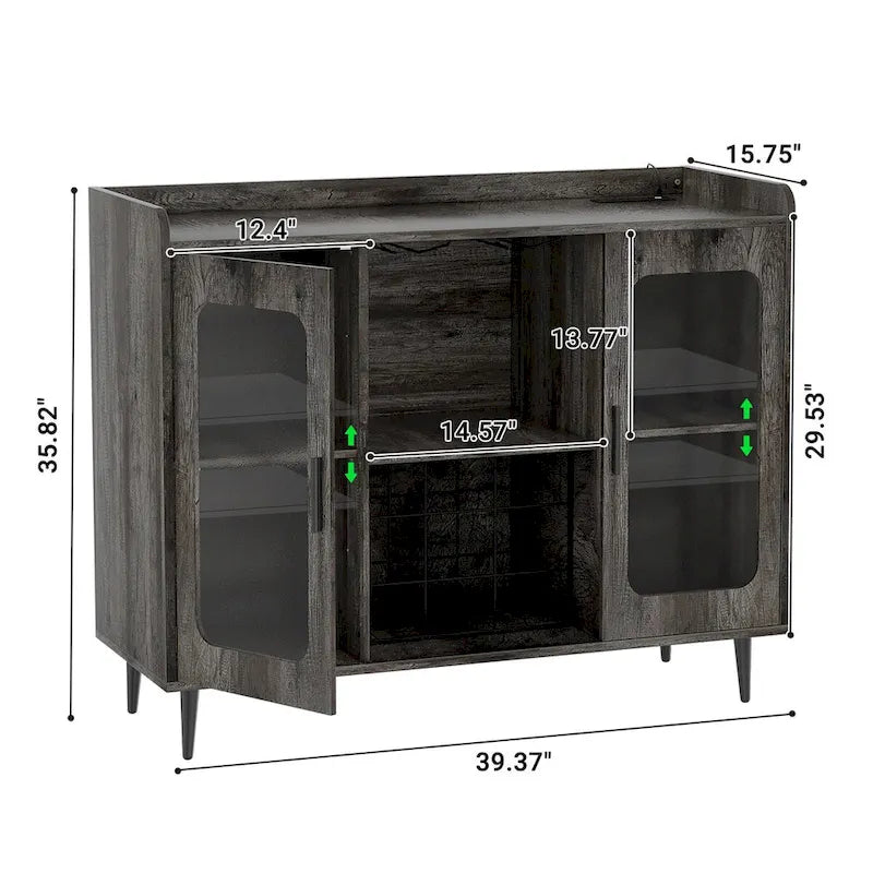 Sideboard-Barschrank im Landhausstil mit Weinhalter und LED-Beleuchtung