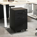 Rollender Aktenschrank mit 3 Schubladen und Schloss, Holz - 15T x 15B x 26H