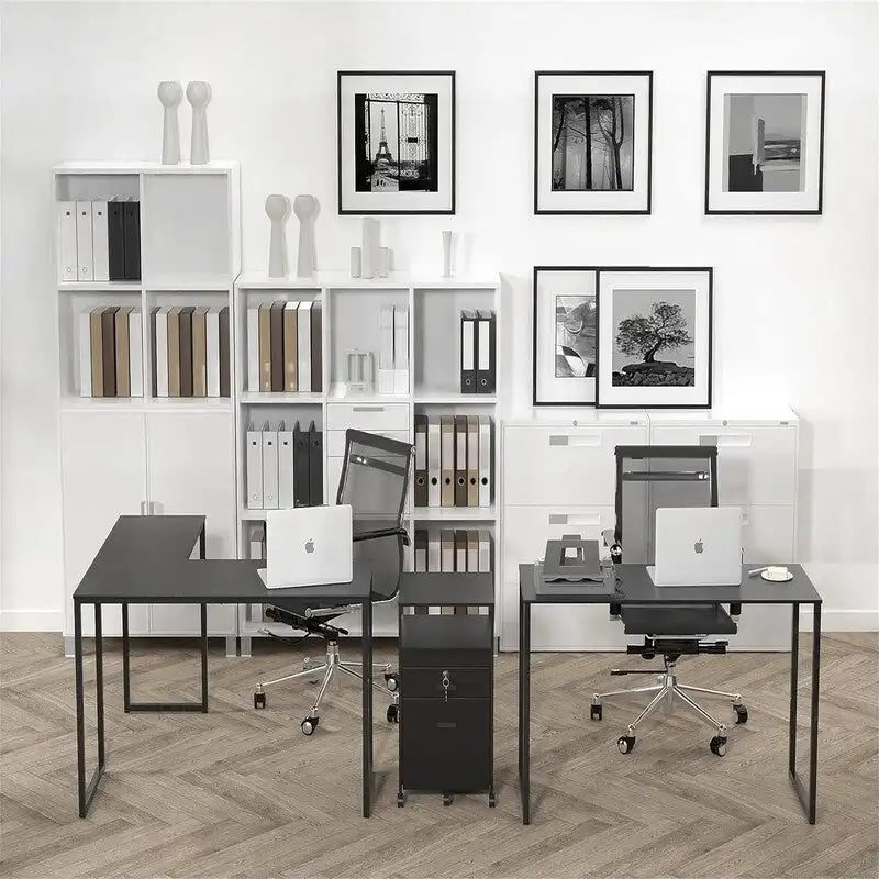 Rolling File Cabinet with 2 Drawers and Open Shelf, Lockable Mobile Storage